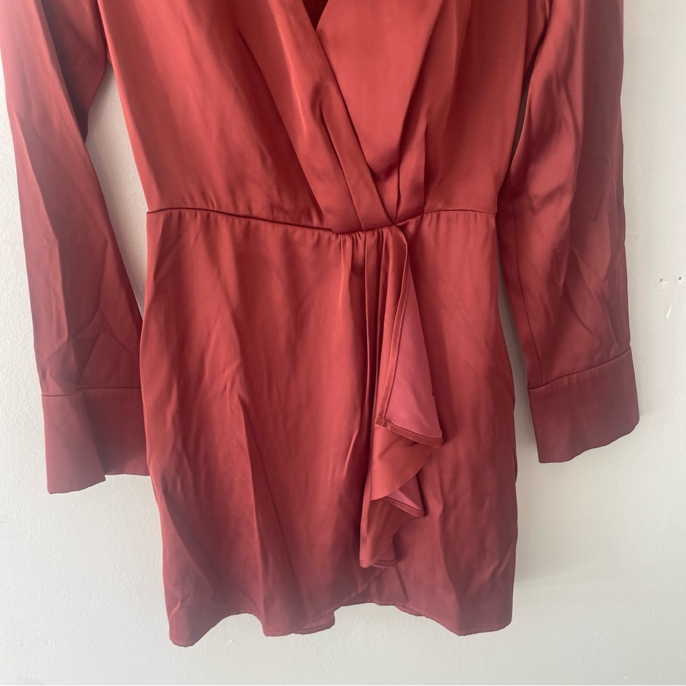Abercrombie & Fitch Rust Red Long Sleeve Faux Wrap Mini Dress 27081 - Picture 5 of 10